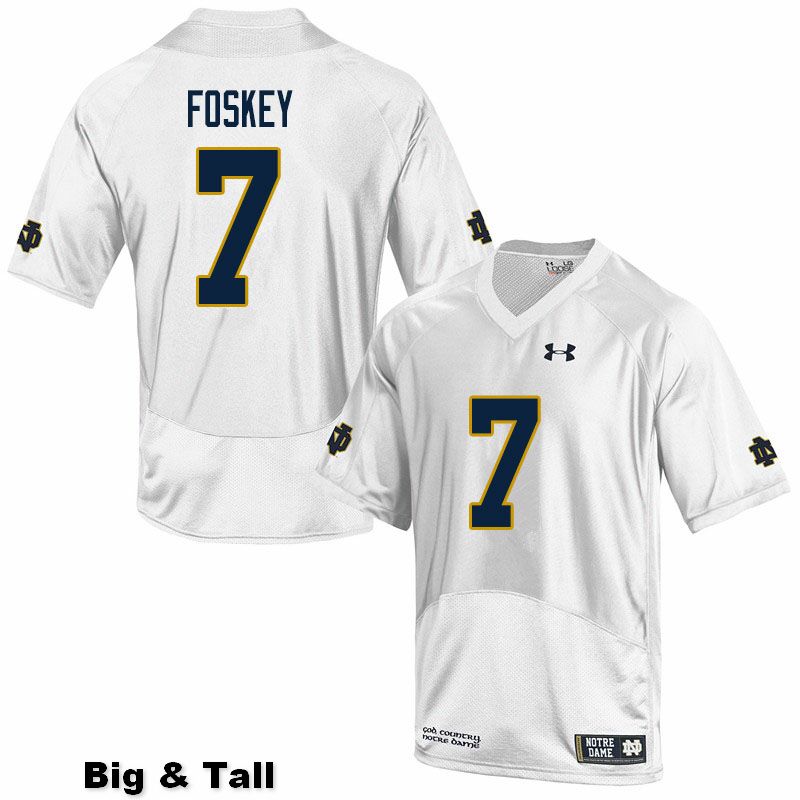 Men's NCAA Notre Dame Fighting Irish #7 Isaiah Foskey Stitched College Under Armour Authentic White Big & Tall Football Jersey LB10X27KD